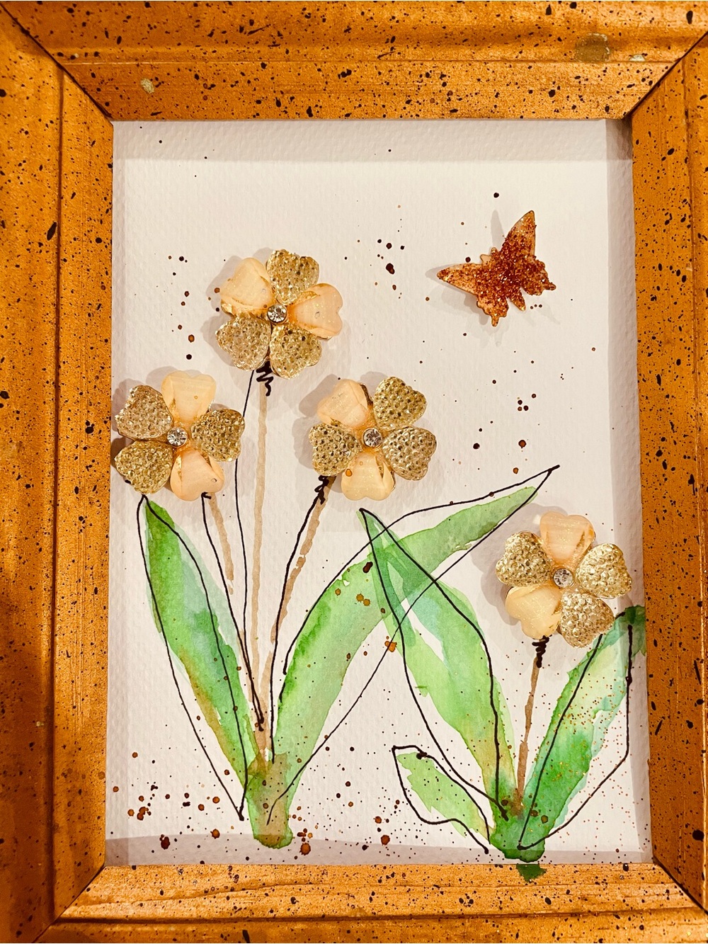Vintage 3D framed watercolor art - Picture 4 of 4